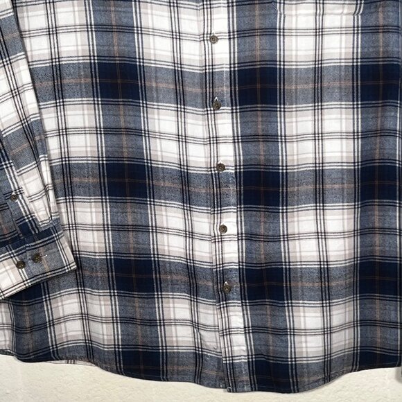 HB Harbor Bay Men's 3XLT Flannel Shirt Long Sleeve Blue Plaid Button-Down Cotton - Picture 5 of 16